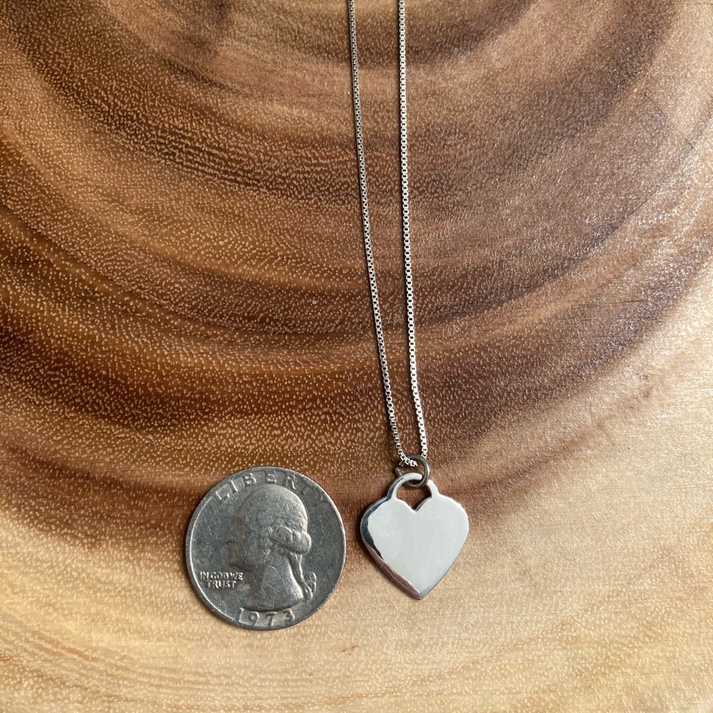 Sterling Silver 925 heart pendant on 16” box chain.